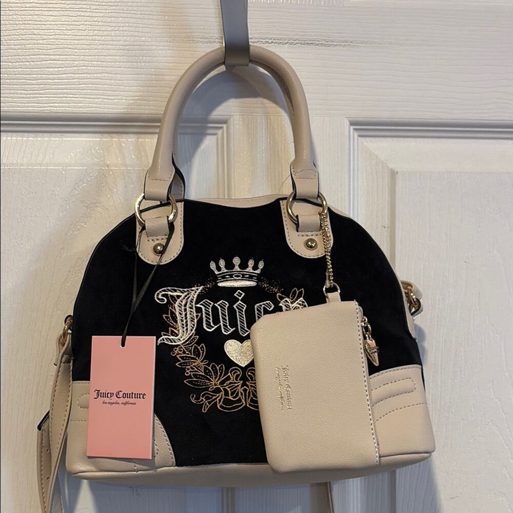 BNWT JUICY COUTURE Heritage Black and Cream Women's Satchel Bag